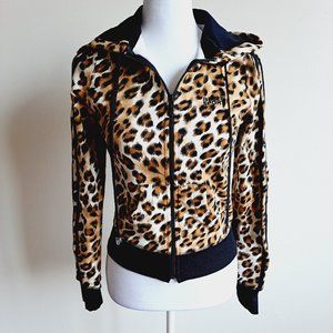 New Bebe Sport Women's Leopard Print Hoodie Sweater Size S